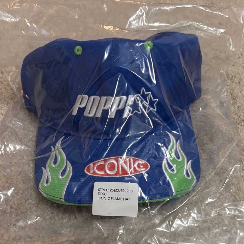Poppi Blue and Green Flame Hat